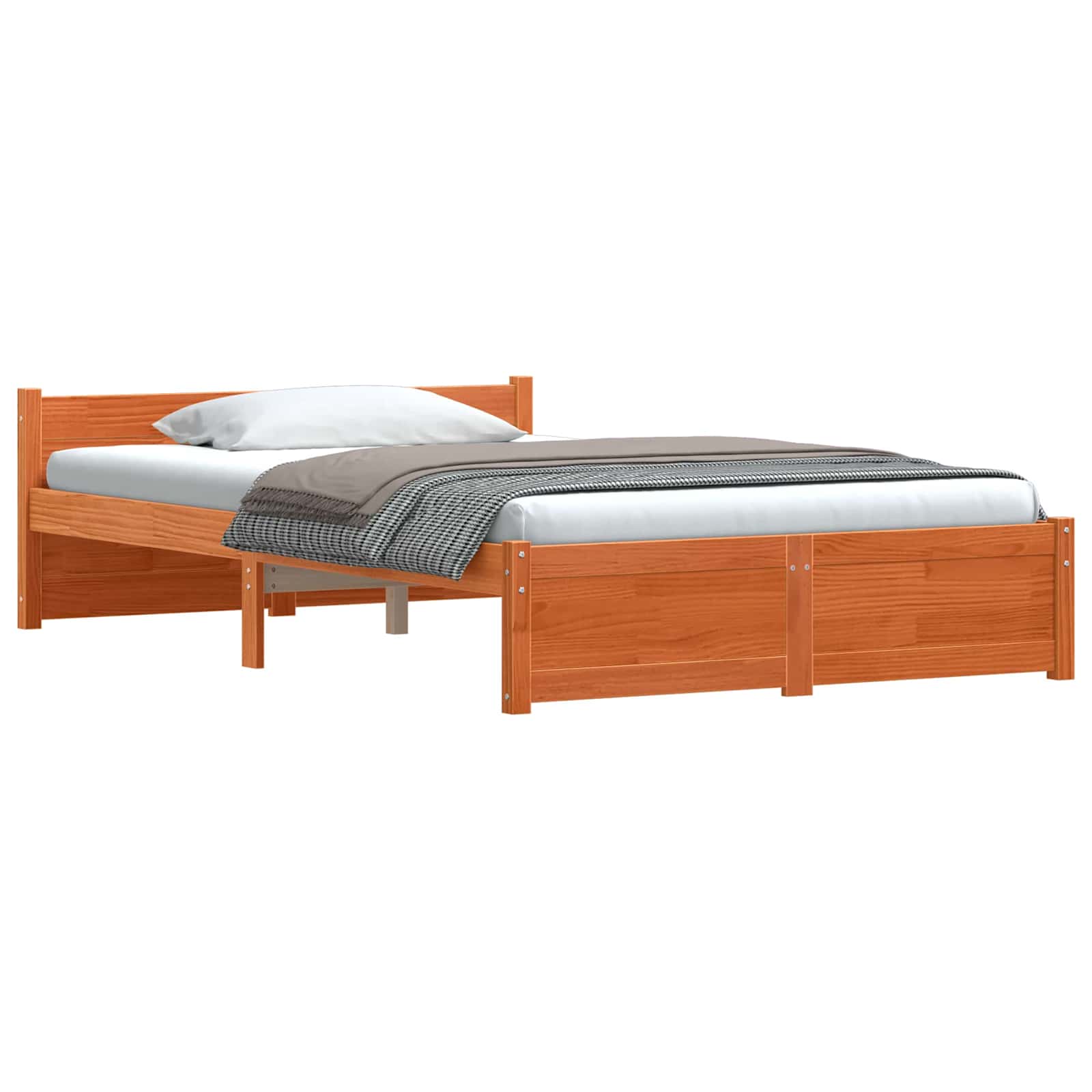 Cadre de lit Brun cire 195,5 x 140,5 x 51 cm Pin massif - XIOS