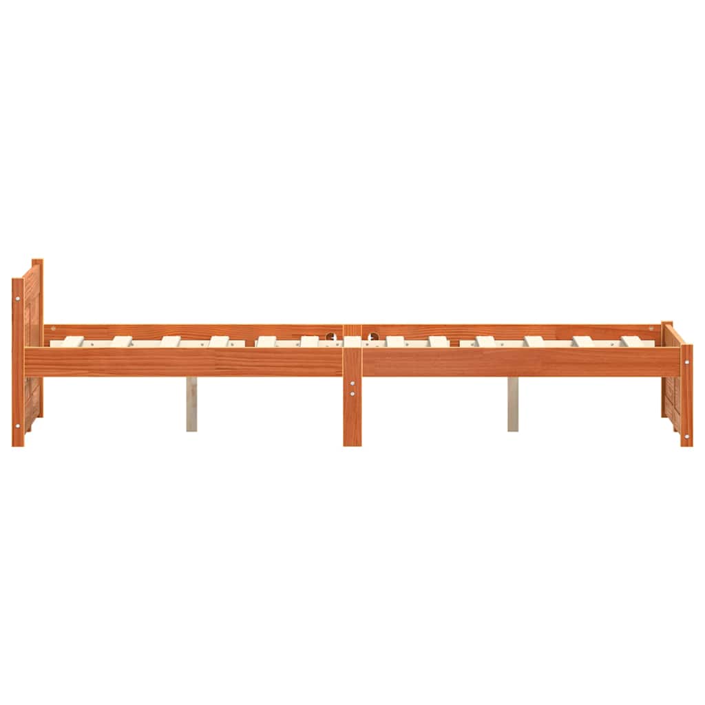 Cadre de lit Marron cire 135 x 190 cm Bois massif en pin - XIOS