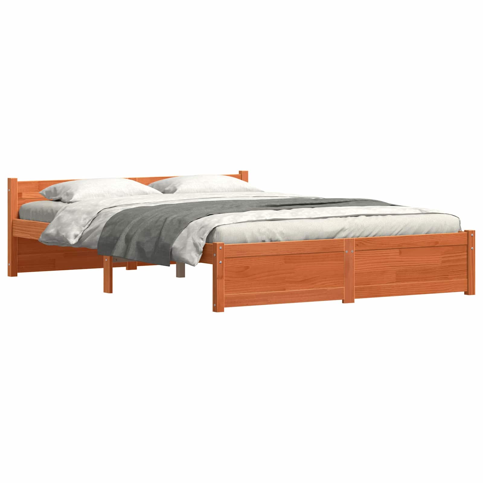 Cadre de lit Brun cire 205,5 x 165,5 x 51 cm Pin massif - XIOS
