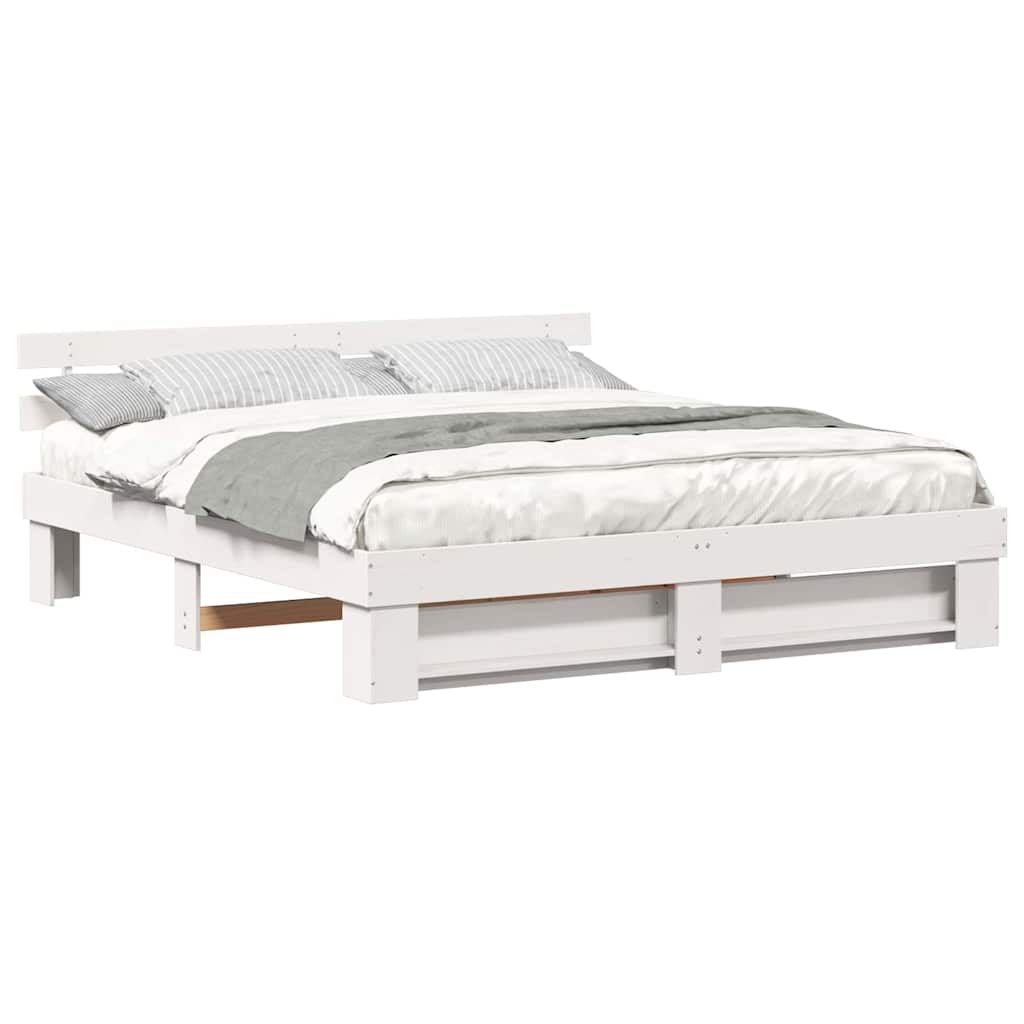 Cadre de lit Blanc 200 x 200 cm Bois massif en pin - XIOS