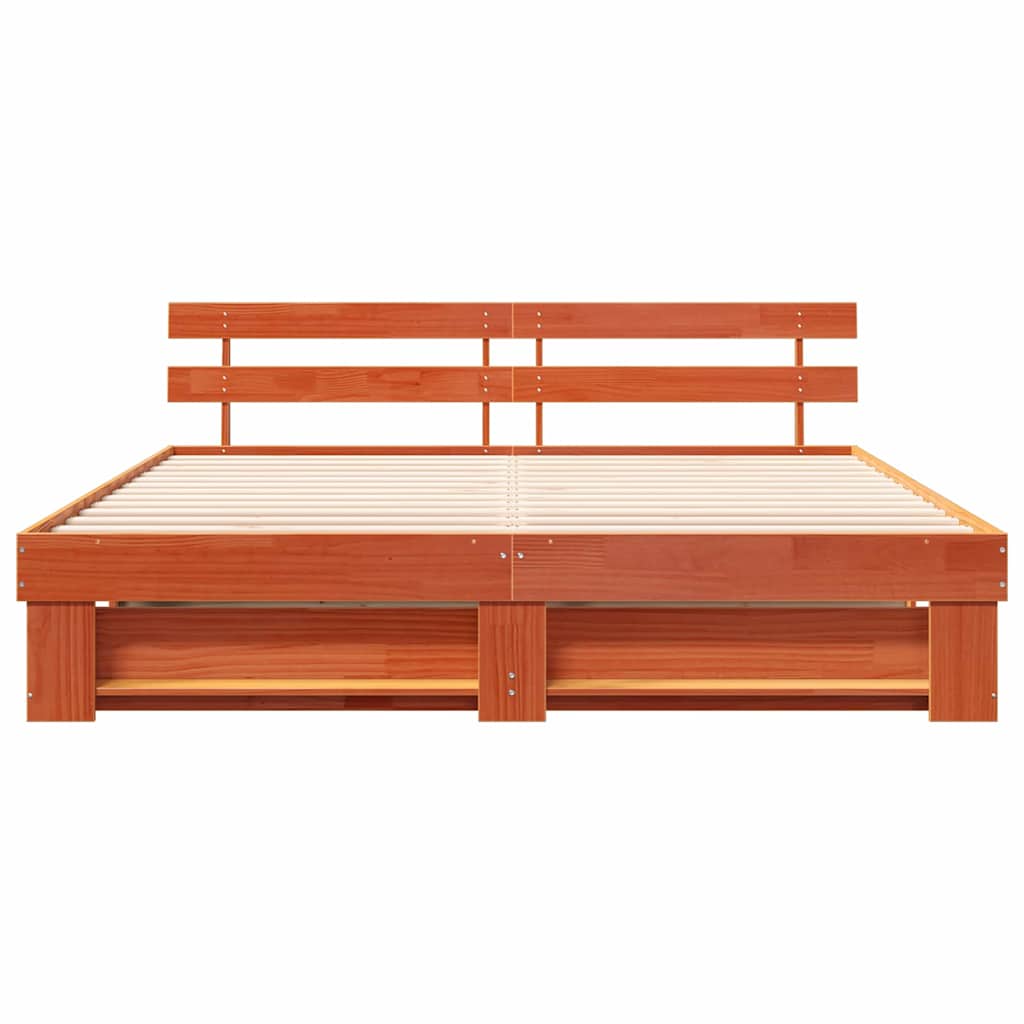 Cadre de lit avec tête de lit Marron Bois massif en pin - XIOS