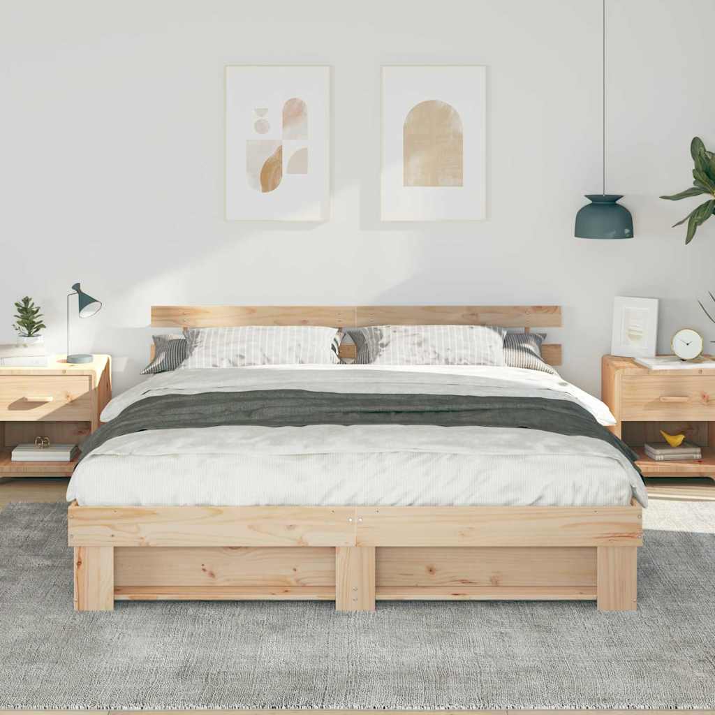 Cadre de lit Marron 180 x 200 cm Bois massif en pin - XIOS