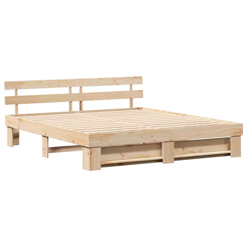 Cadre de lit Marron 180 x 200 cm Bois massif en pin - XIOS