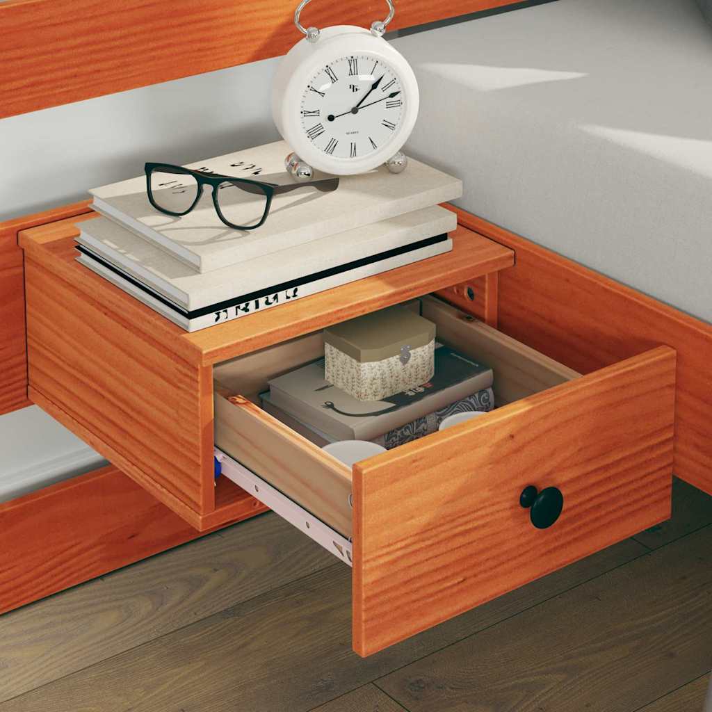 Cadre de lit avec tiroir Marron 200 x 200 cm Bois massif en pin - XIOS