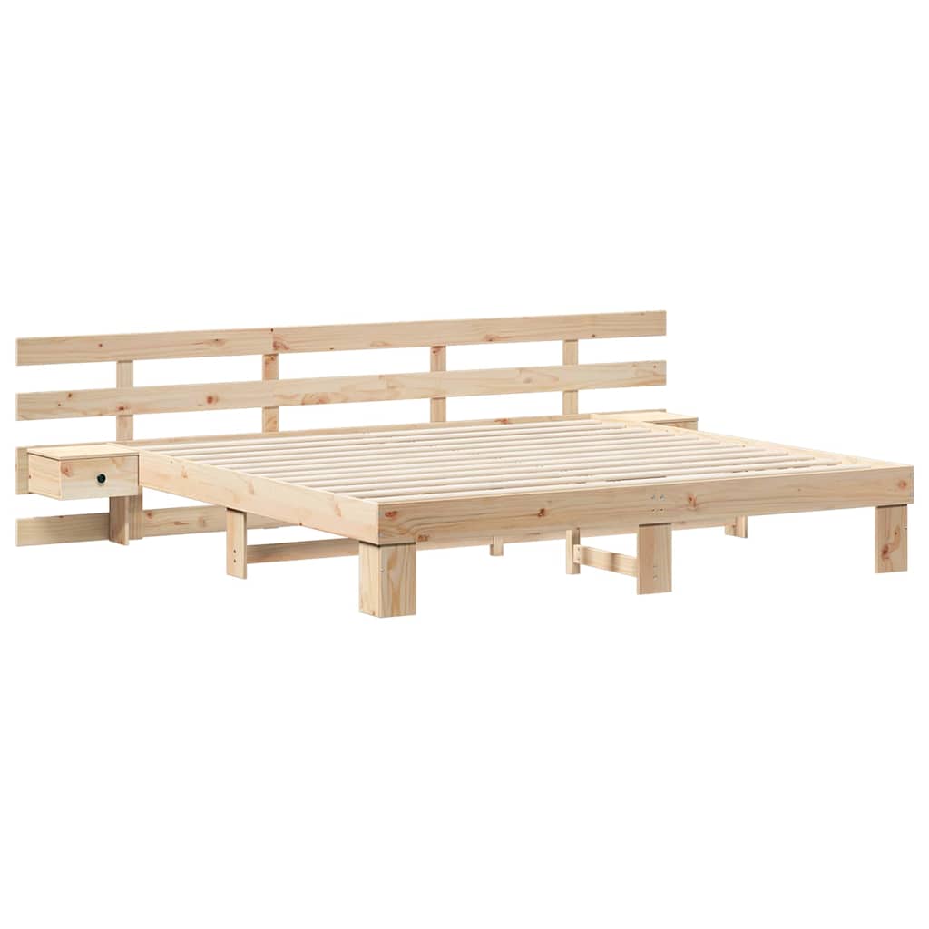 Cadre de lit avec tête de lit Marron 180 x 200 cm Pin massif - XIOS