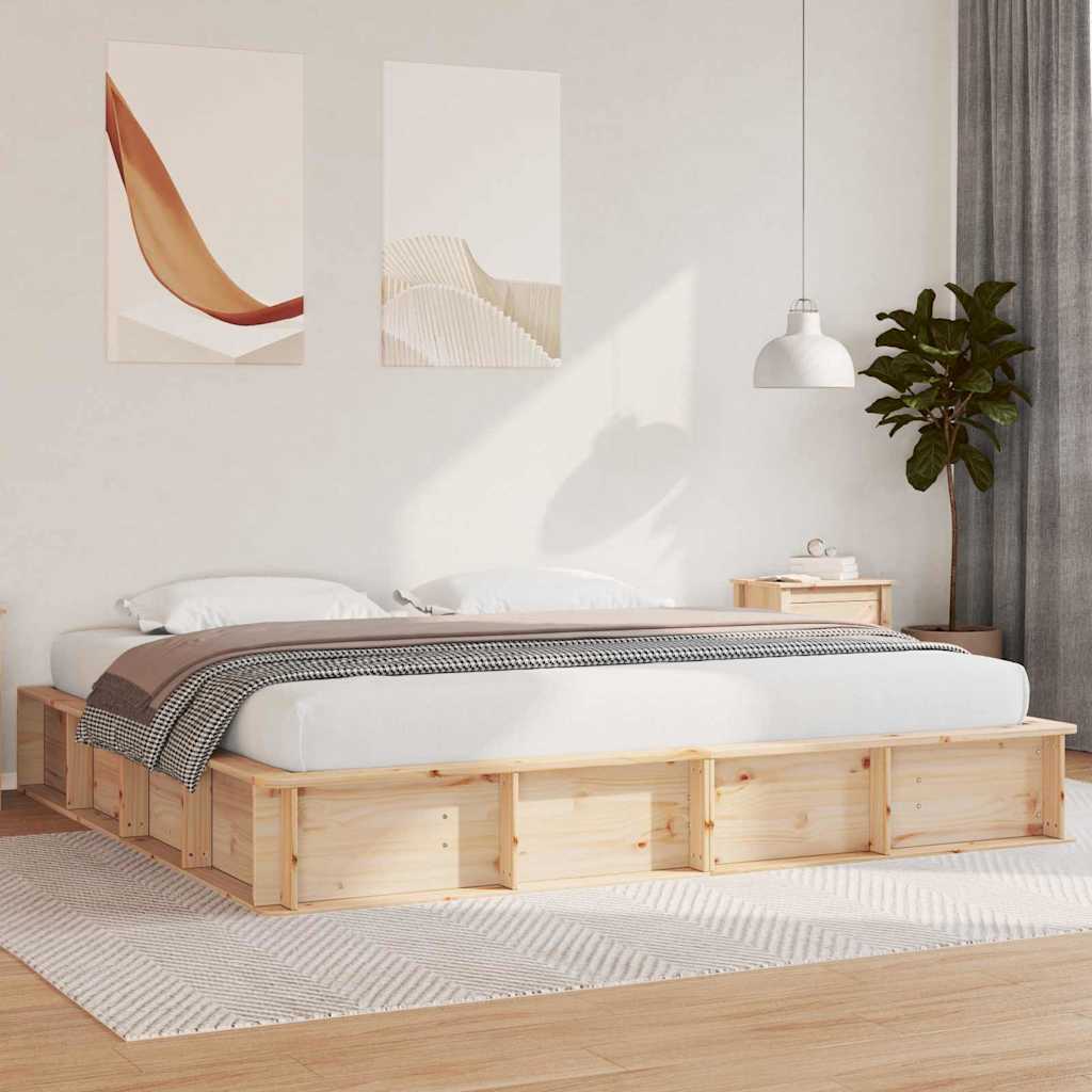 Cadre de lit avec stockage Marron 200 x 200 cm Bois de pin - XIOS