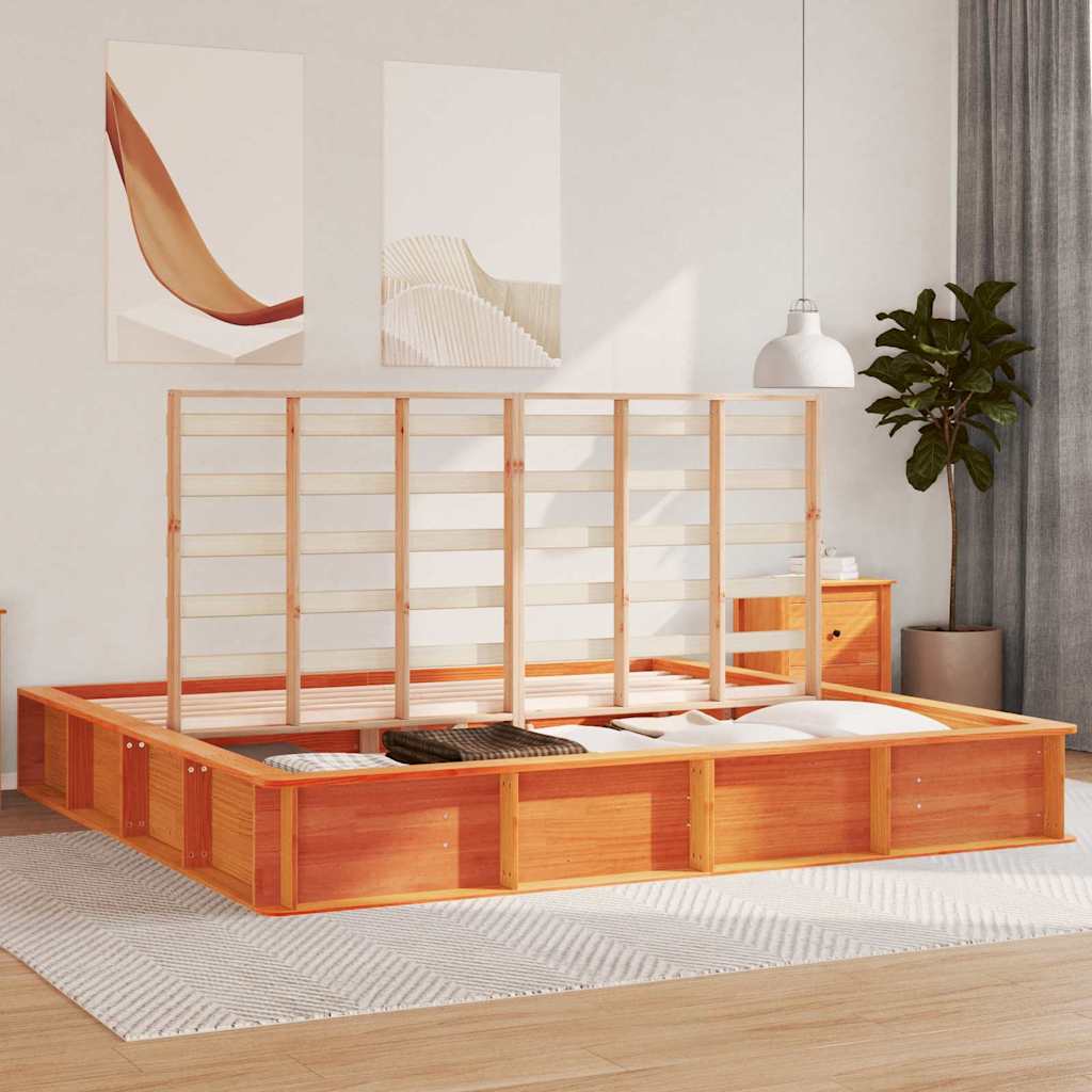 Cadre de lit Cire marron 200 x 200 cm Bois de pin massif - XIOS