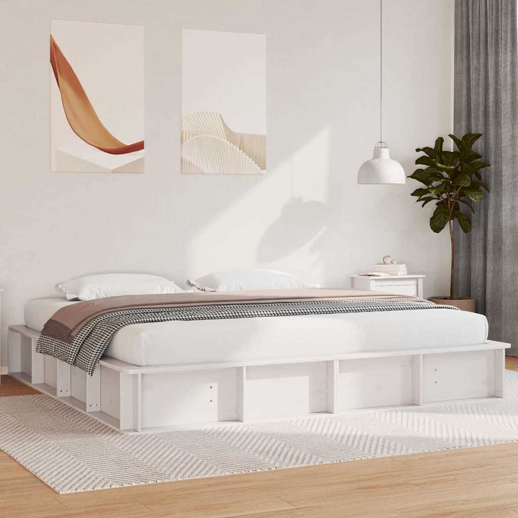 Cadre de lit Blanc 180 x 200 cm Bois de pin massif - XIOS