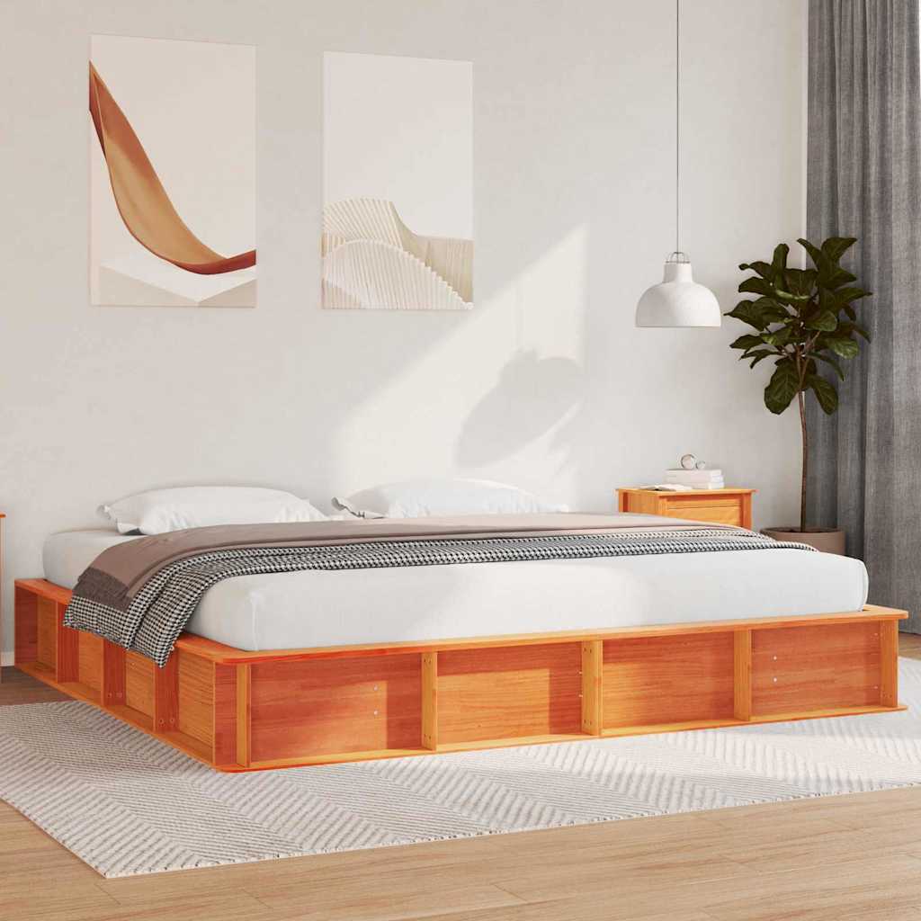 Cadre de lit Cire marron 180 x 200 cm Bois de pin massif - XIOS