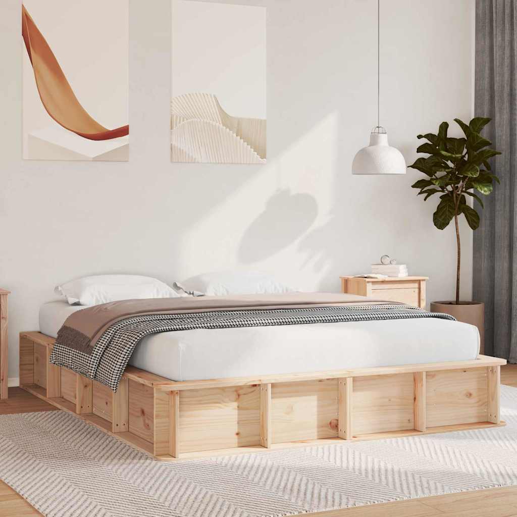 Cadre de lit Marron 160 x 200 cm Bois de pin massif - XIOS