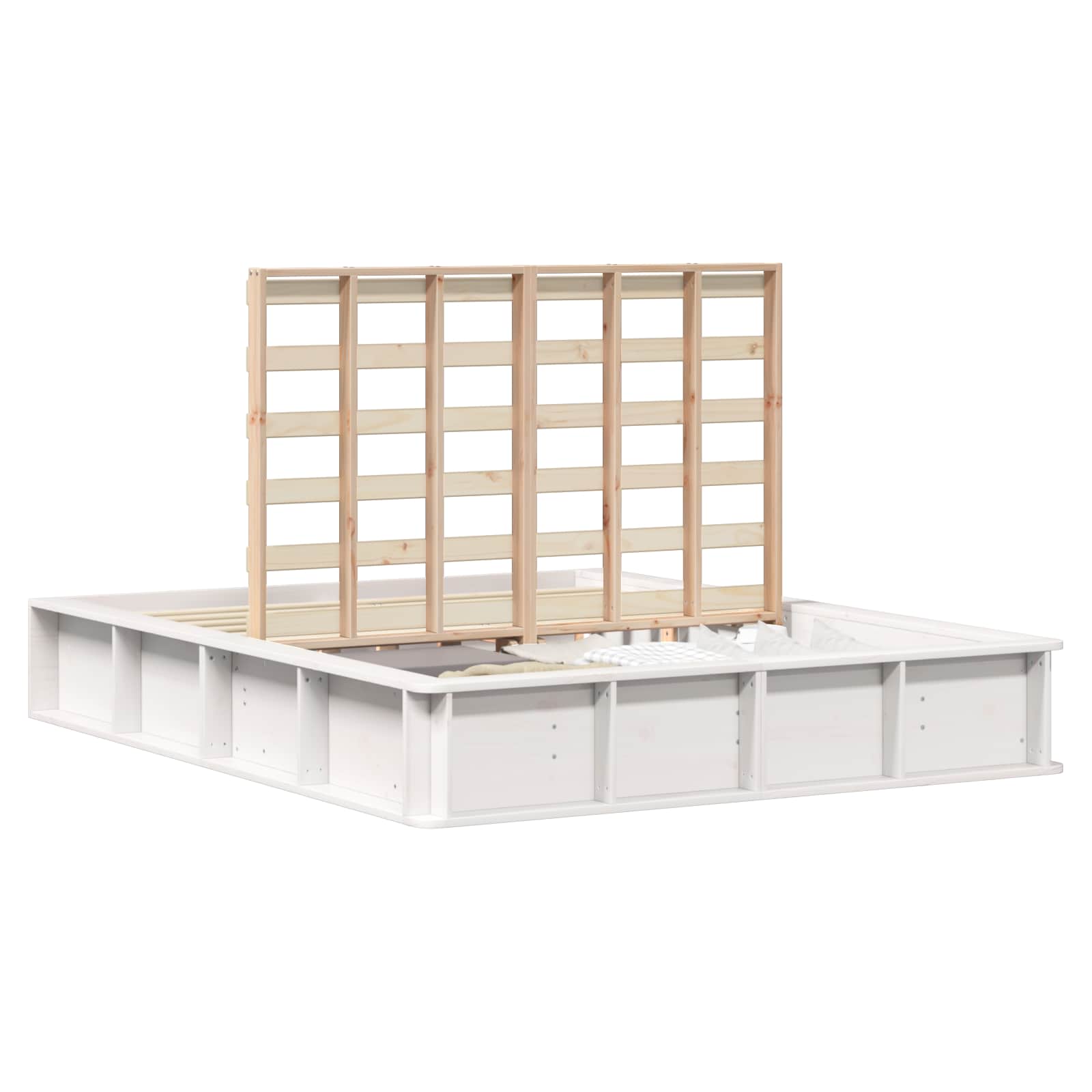 Cadre de lit Blanc 160 x 200 cm Bois de pin massif - XIOS