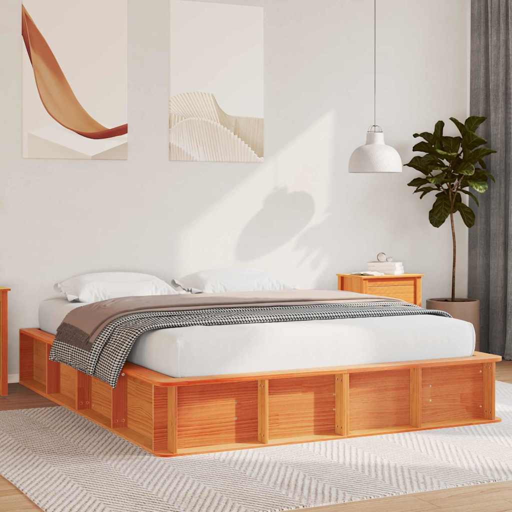 Cadre de lit Cire marron 160 x 200 cm Bois de pin massif - XIOS