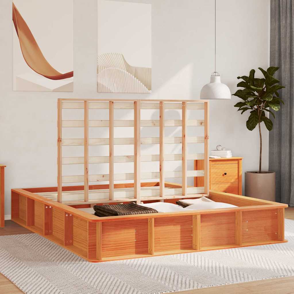 Cadre de lit Cire marron 150 x 200 cm Bois de pin massif - XIOS