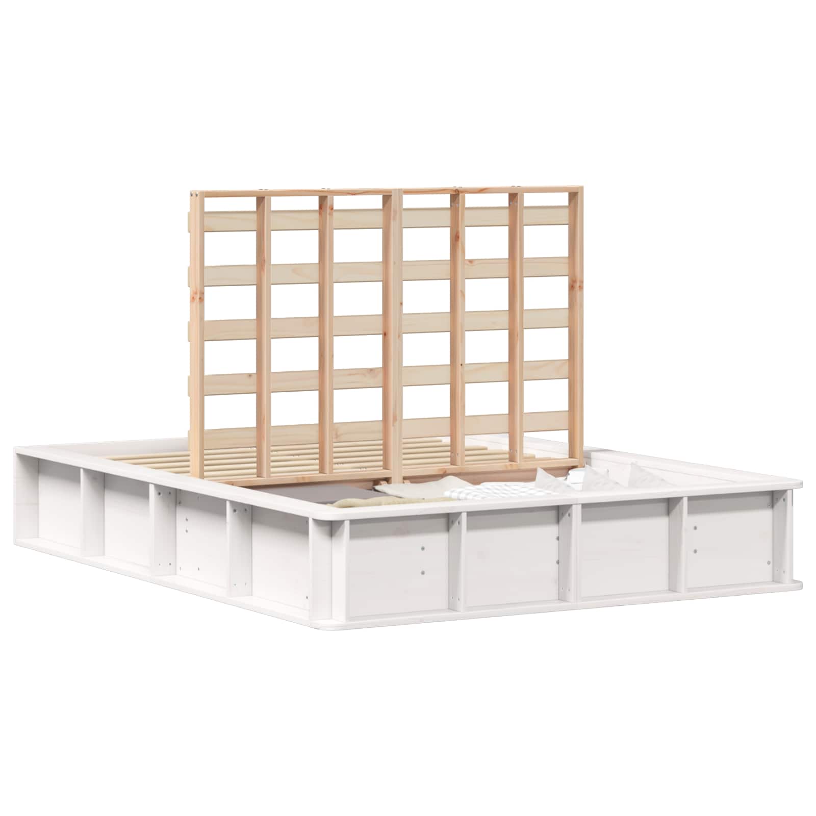 Cadre de lit Blanc 135 x 190 cm Bois de pin massif - XIOS