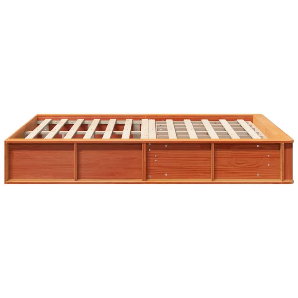 Cadre de lit avec stockage Marron cire 120 x 190 cm bois - XIOS