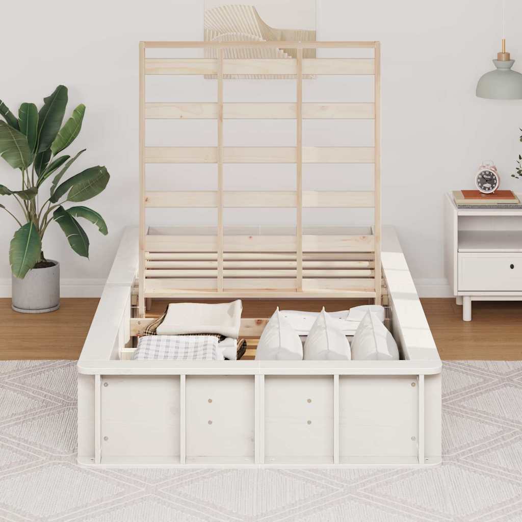 Cadre de lit avec stockage Blanc 80 x 200 cm bois