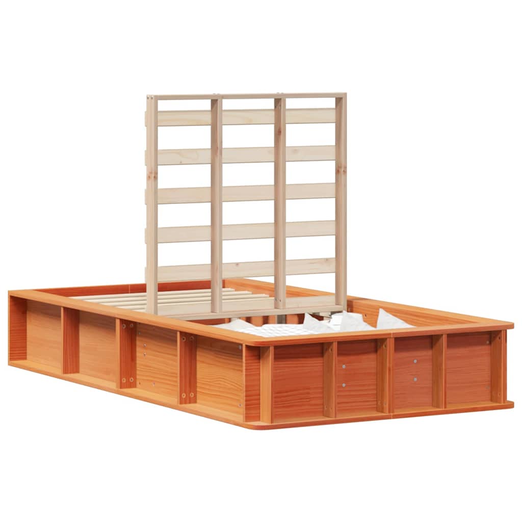 Cadre de lit avec stockage Marron cire 90 x 190 cm Bois massif - XIOS