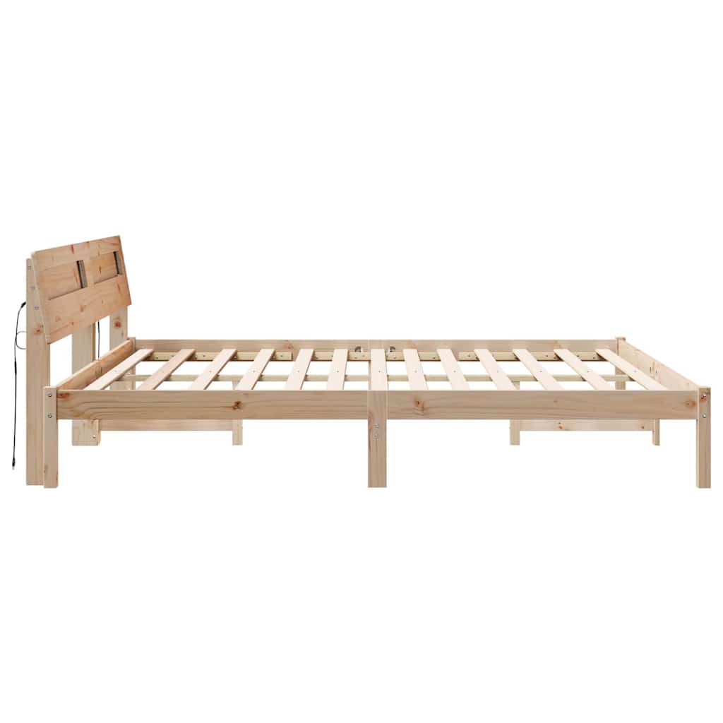 Cadre de lit avec tête de lit Marron 200 x 200 cm Pin massif - XIOS