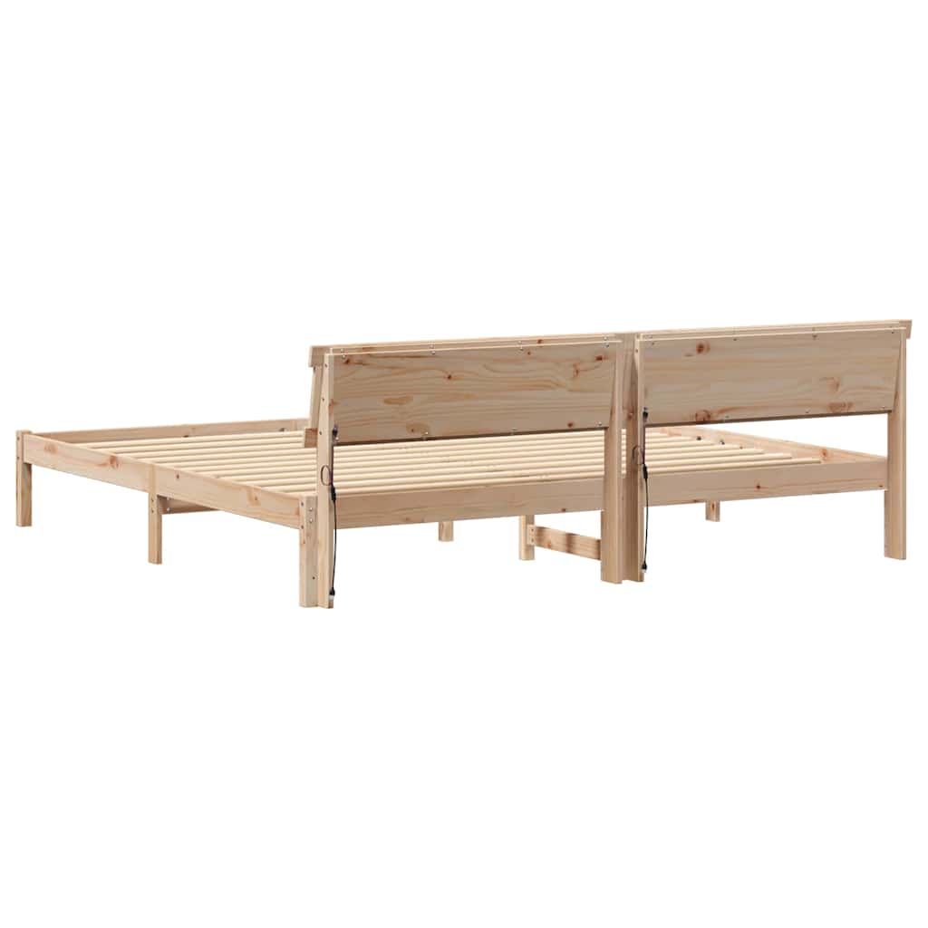 Cadre de lit Marron 200 x 200 cm Bois massif en pin - XIOS