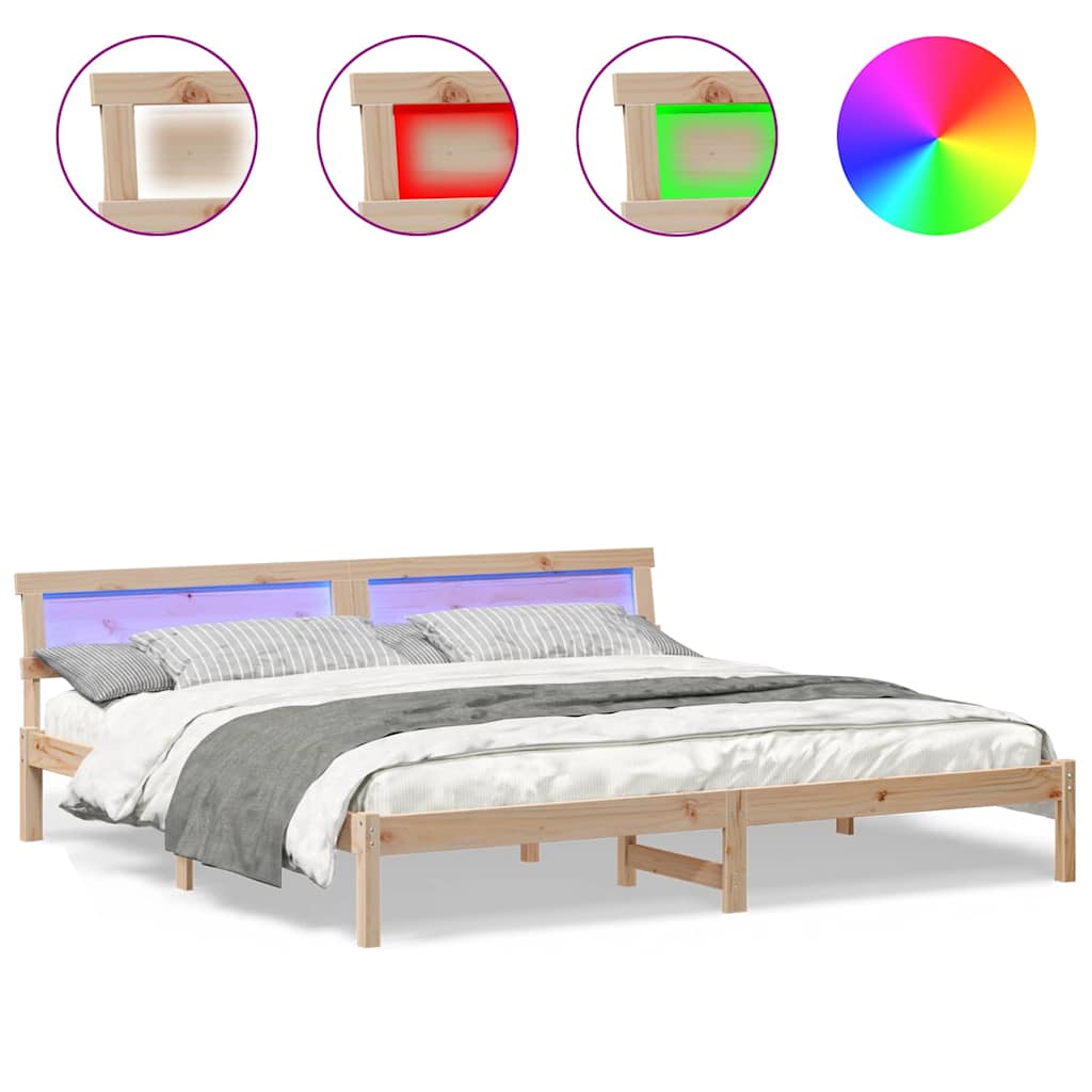 Cadre de lit Marron 200 x 200 cm Bois massif en pin - XIOS