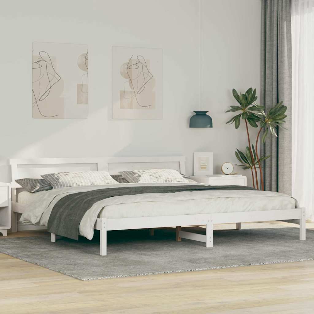 Cadre de lit Blanc 200 x 200 cm Bois massif en pin - XIOS