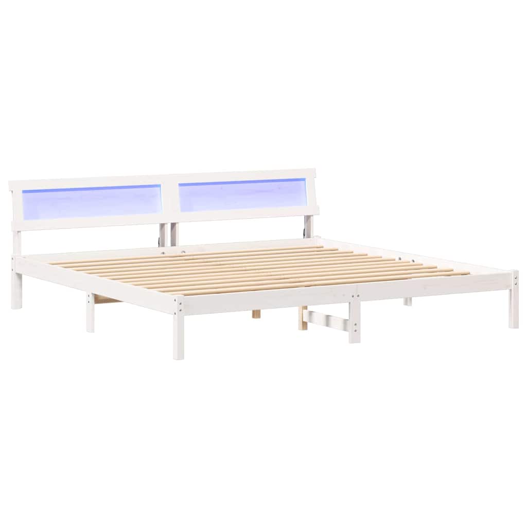 Cadre de lit Blanc 200 x 200 cm Bois massif en pin - XIOS