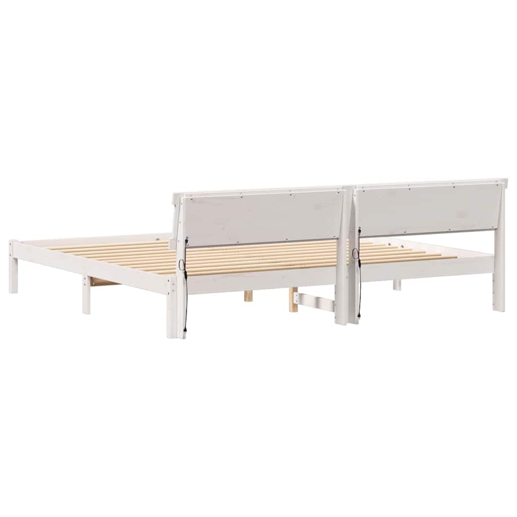 Cadre de lit Blanc 200 x 200 cm Bois massif en pin - XIOS