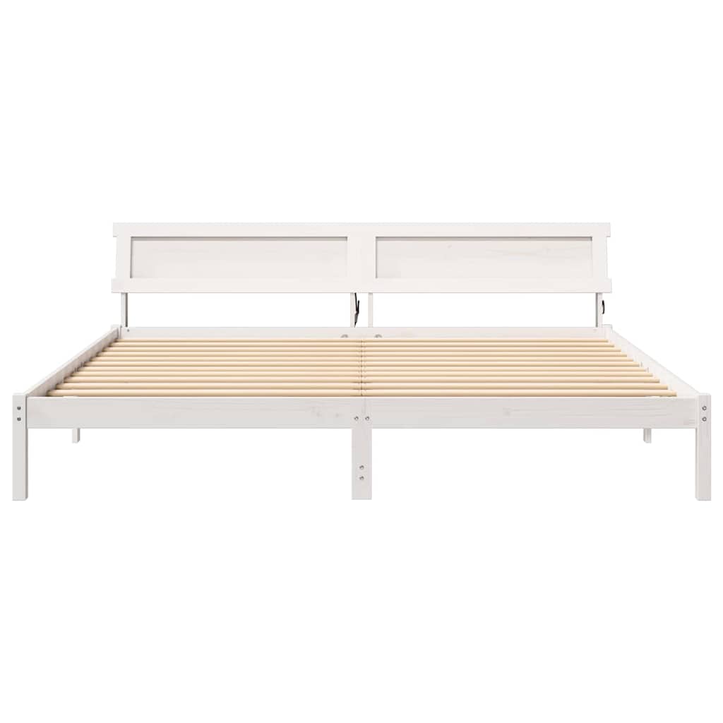 Cadre de lit Blanc 200 x 200 cm Bois massif en pin - XIOS