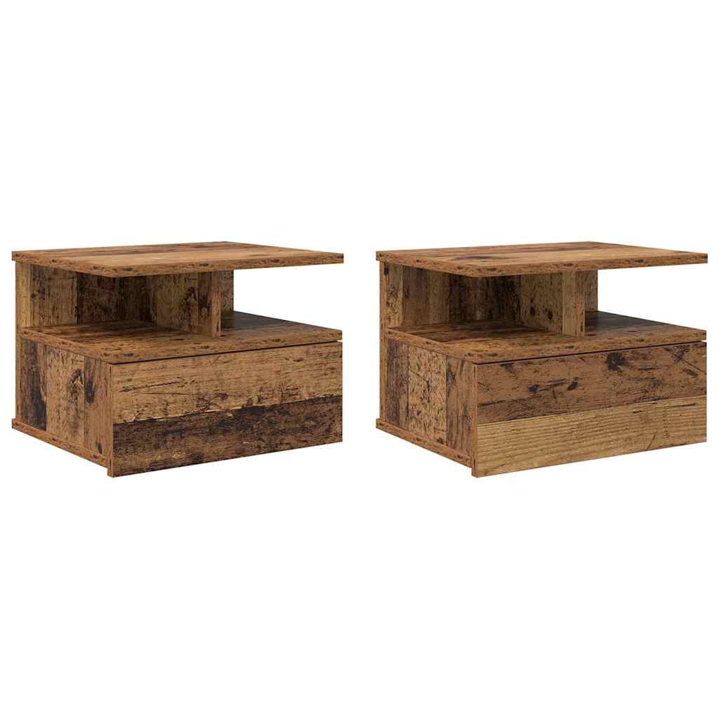 Table de nuit flottante 2 pcs Bois ancien 40 x 31 x 27 cm - XIOS