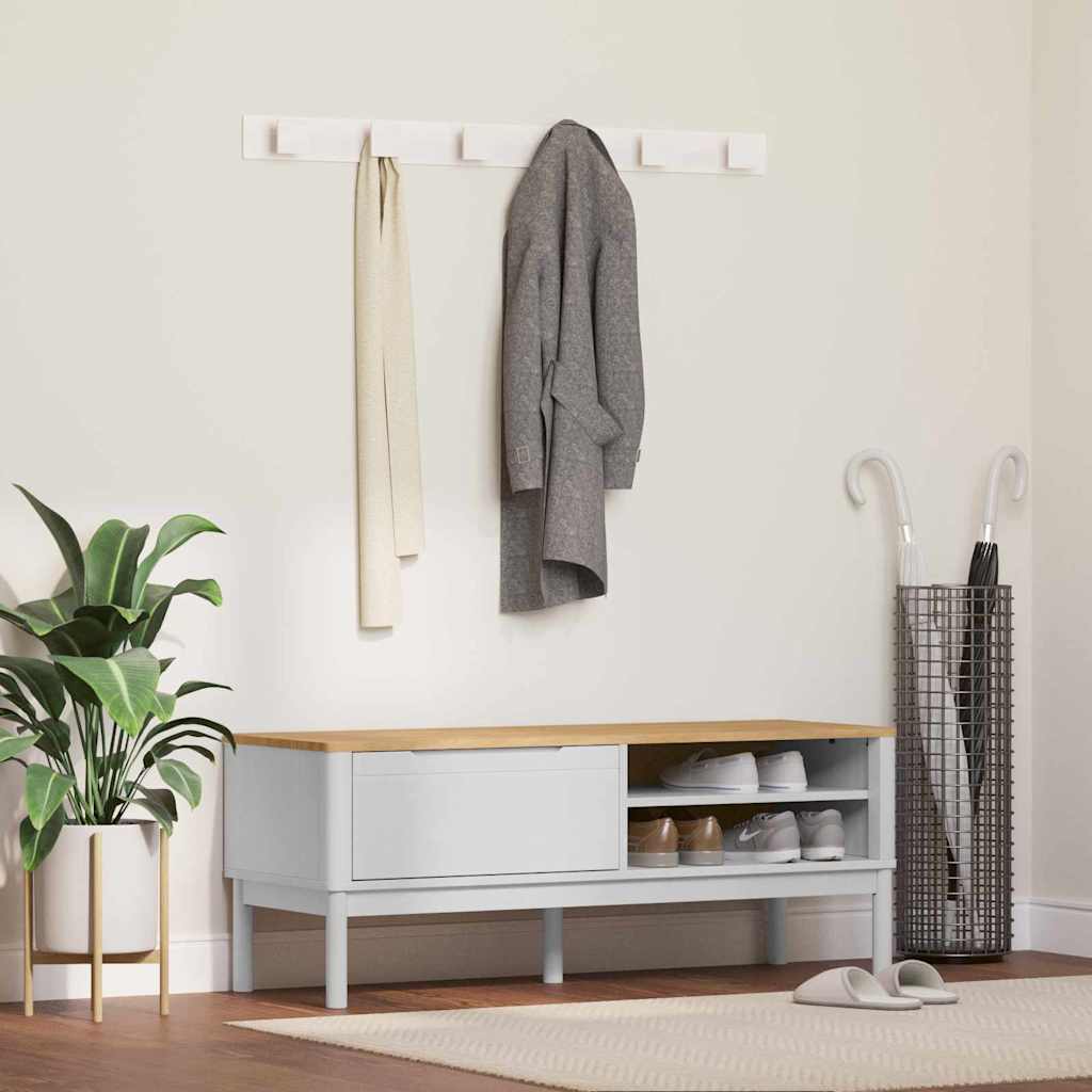 Banc de couloir Blanc 115 x 40 x 45 cm Bois de Pin Massif - XIOS