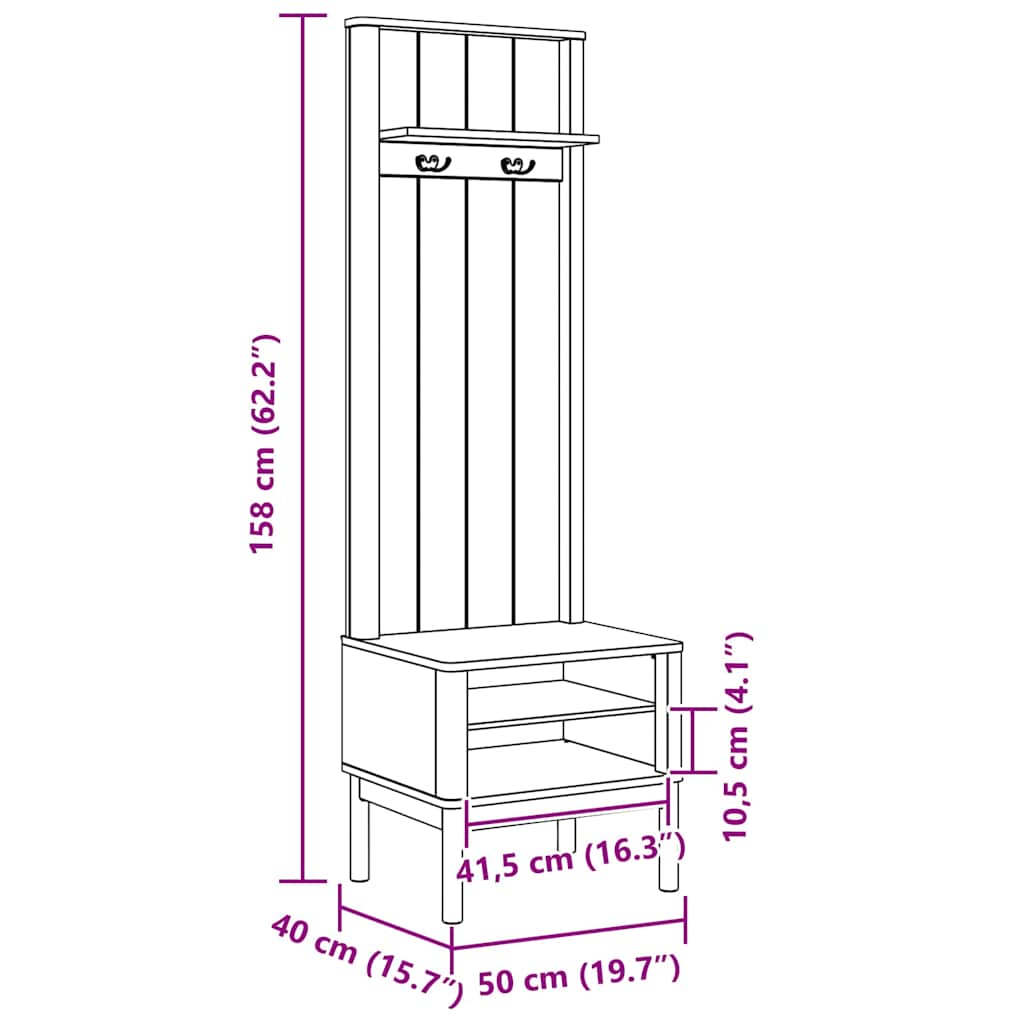 Meuble de couloir FLORO Cire marron 50 x 40 x 158 cm - XIOS