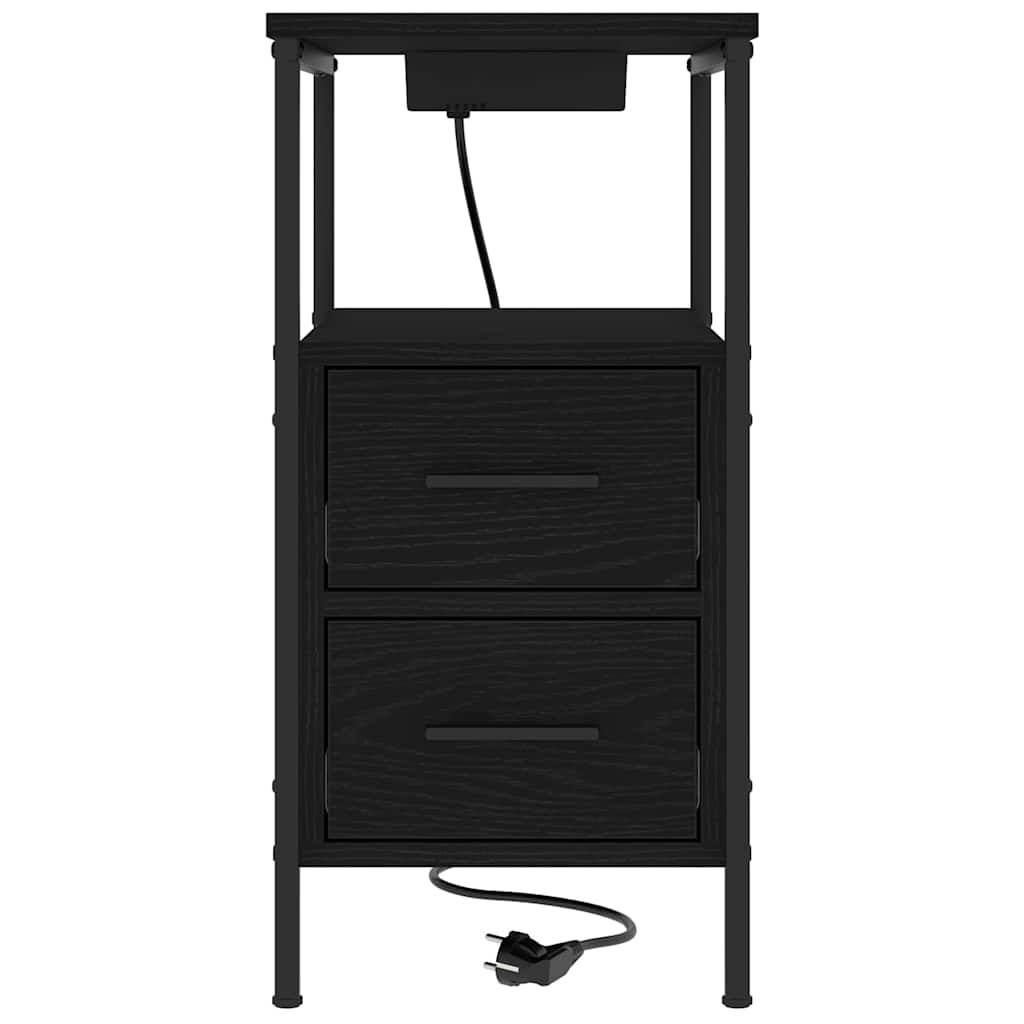 Table de chevet avec tiroir 2 pcs Chêne noir 30 x 48 x 61 cm