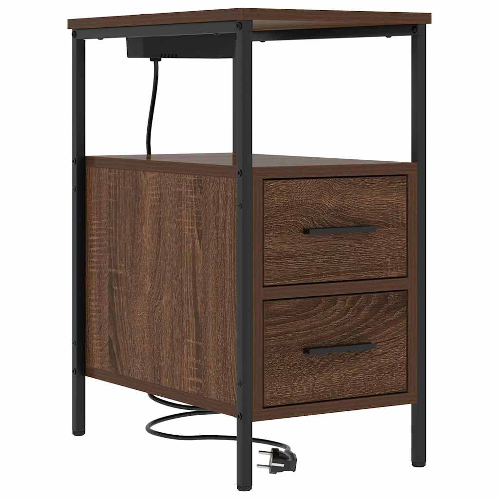 Table de chevet avec tiroir 2 pcs Chêne marron 30 x 48 x 61 cm