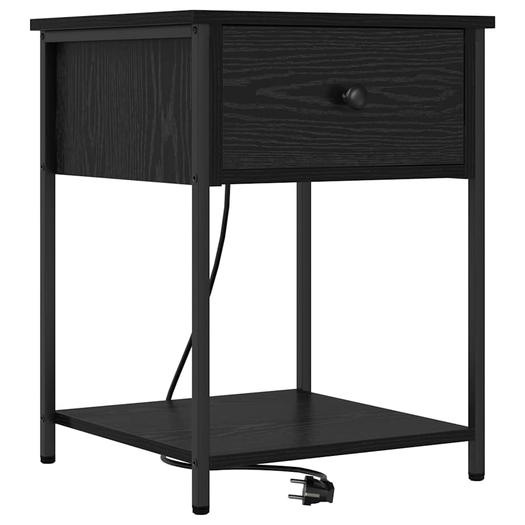 Cabinet de chevet avec tiroir 2 pcs Chêne noir 42 x 41 x 56 cm