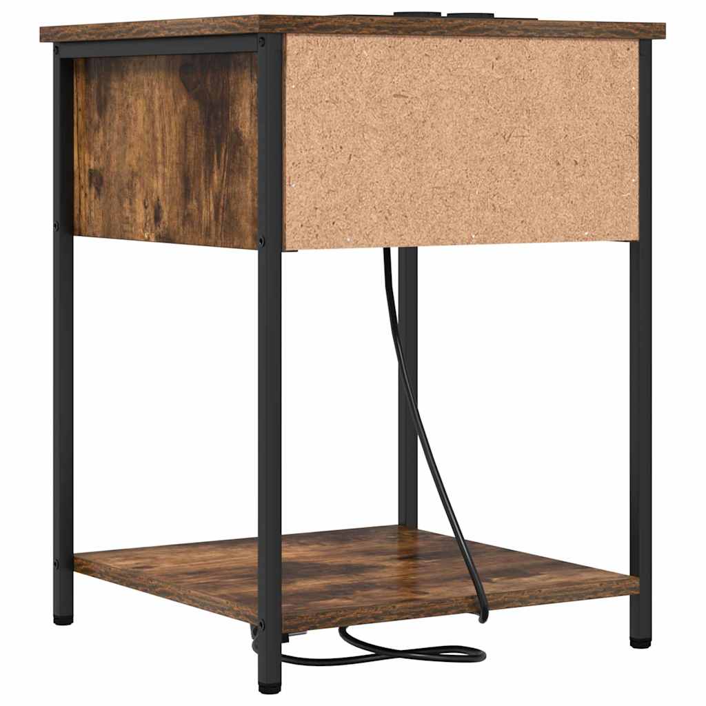 Cabinet de chevet avec tiroir 2 pcs Chêne fumé 42 x 41 x 56 cm