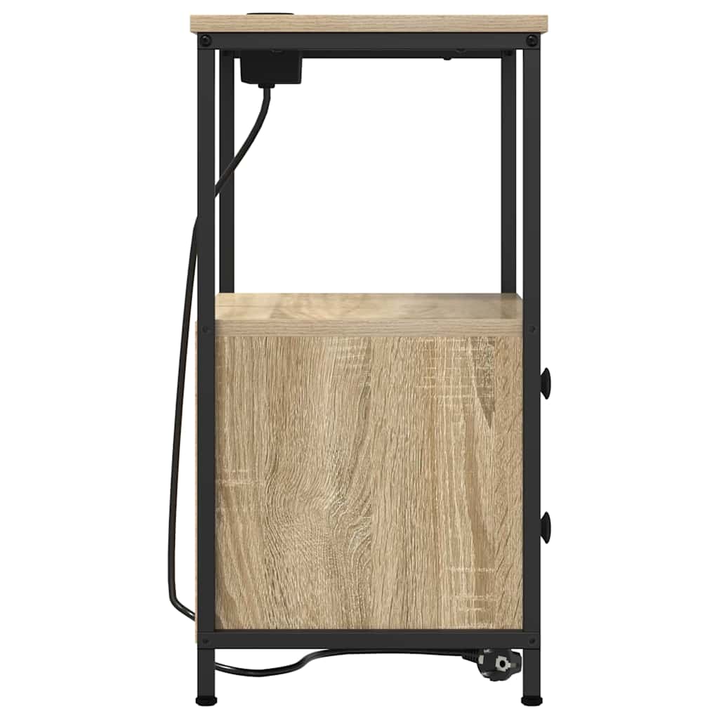 Table de nuit avec station de chargement Chêne sonoma