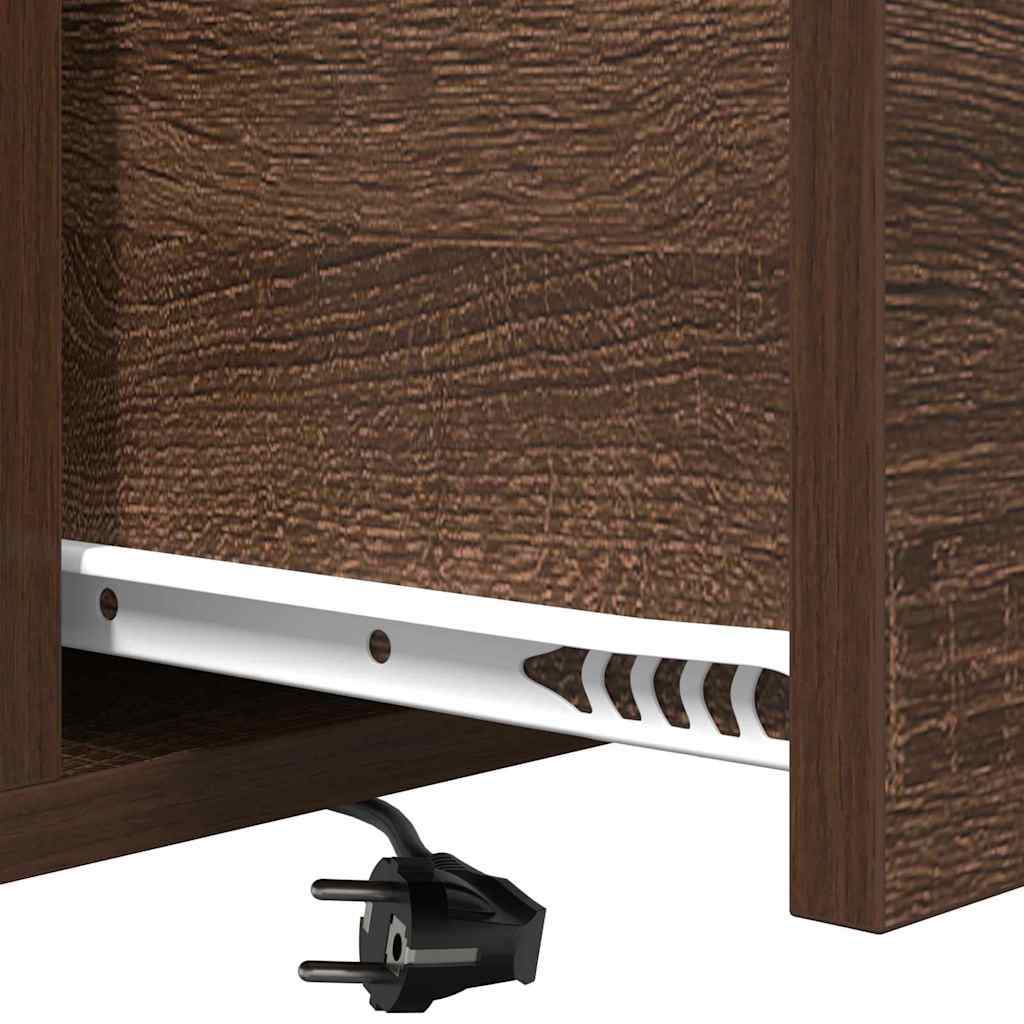 Table de nuit avec station de chargement Chêne marron