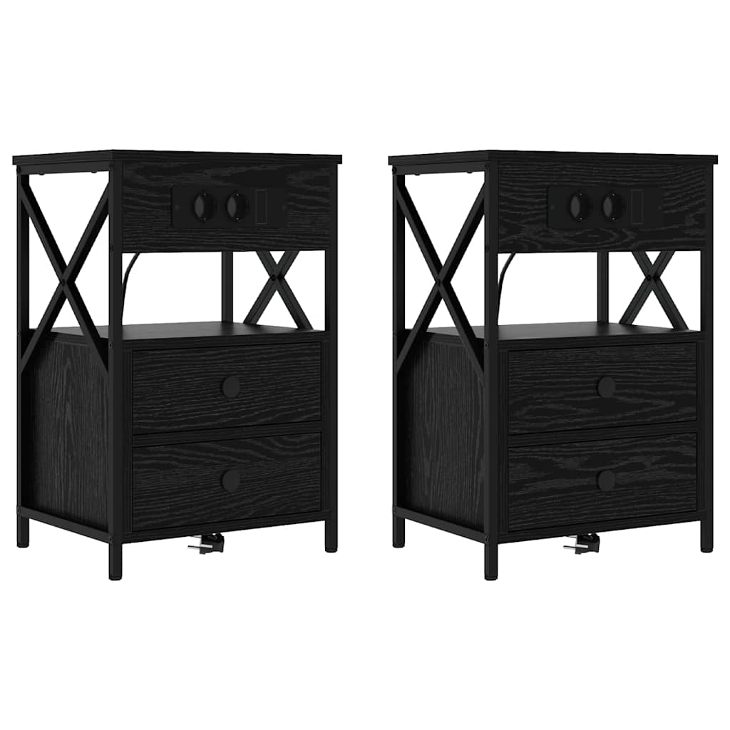 Cabinet de chevet avec tiroir 2 pcs Chêne noir 40 x 31 x 60 cm