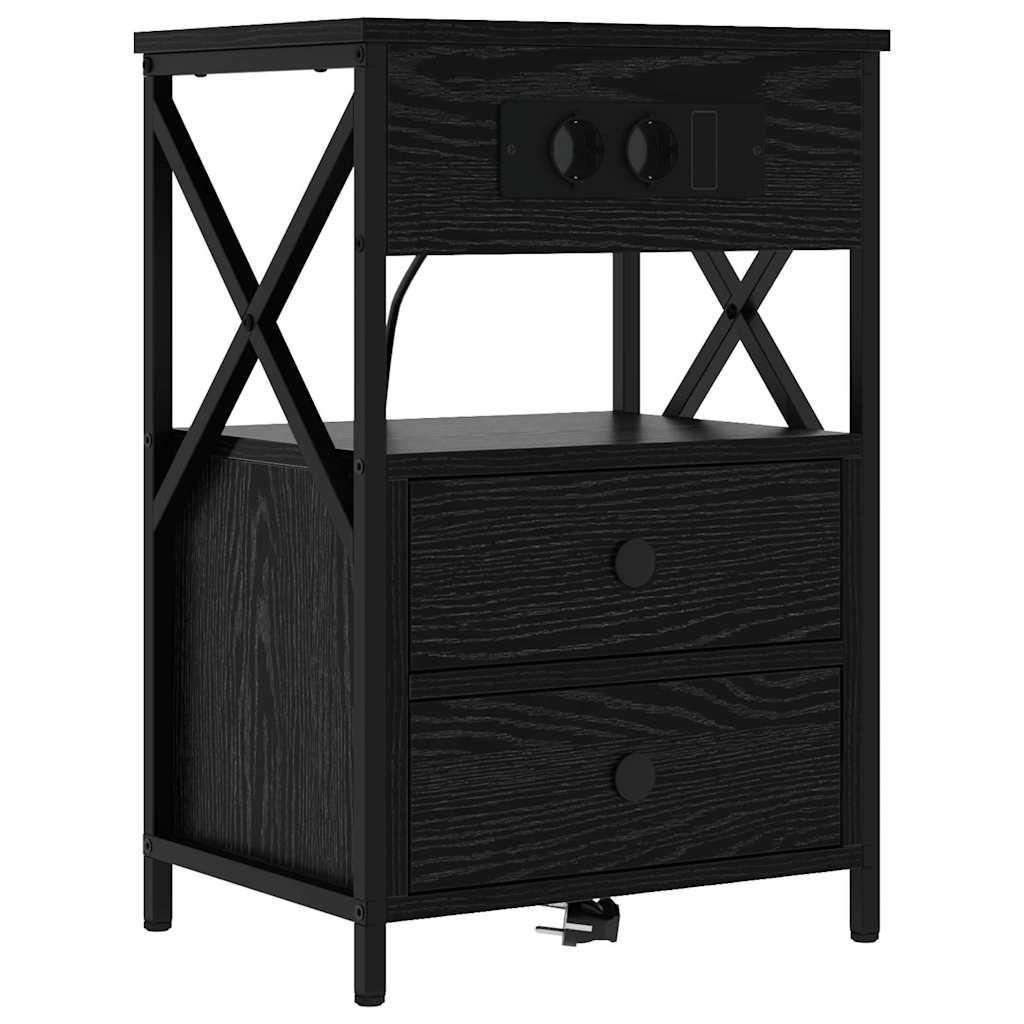 Cabinet de chevet avec tiroir 2 pcs Chêne noir 40 x 31 x 60 cm