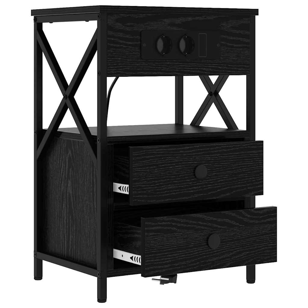 Cabinet de chevet avec tiroir 2 pcs Chêne noir 40 x 31 x 60 cm