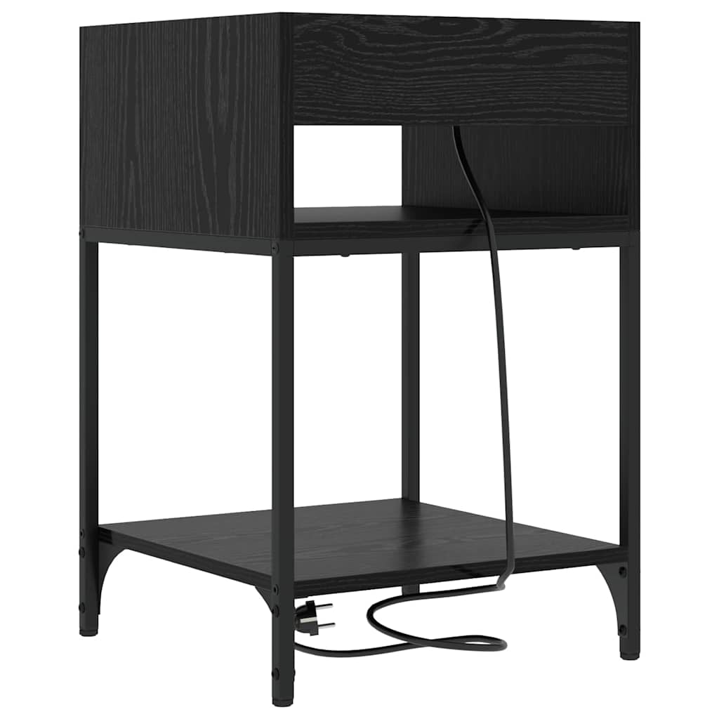 Table de chevet avec étagère 2 pcs Chêne noir 40 x 40 x 61 cm
