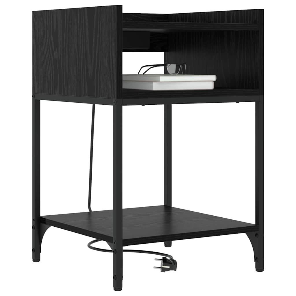 Table de chevet avec étagère 2 pcs Chêne noir 40 x 40 x 61 cm