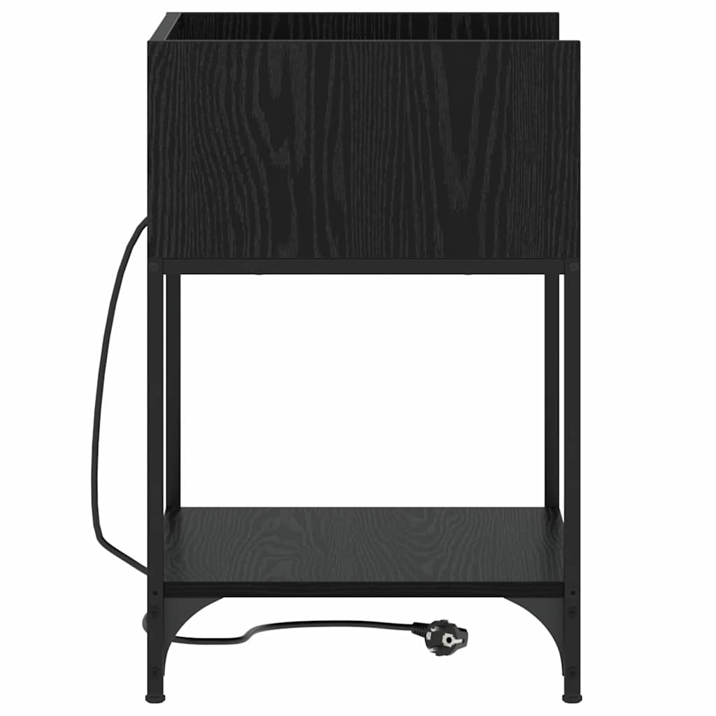 Table de chevet avec étagère 2 pcs Chêne noir 40 x 40 x 61 cm