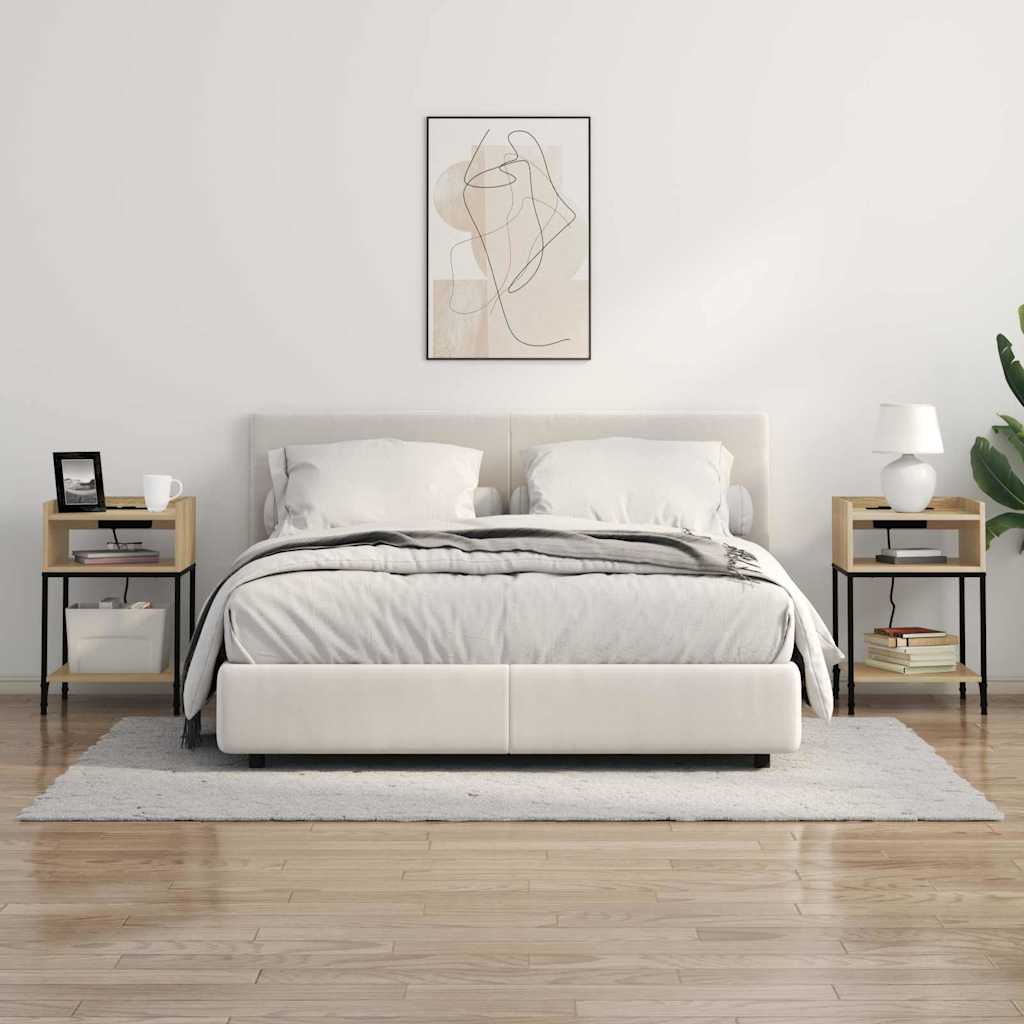 Table de chevet avec étagère 2 pcs Chêne sonoma 40 x 40 x 61 cm