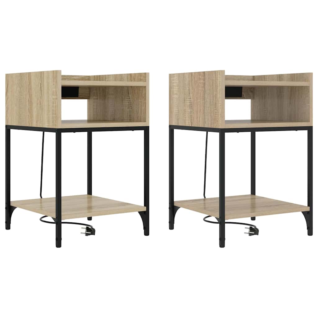 Table de chevet avec étagère 2 pcs Chêne sonoma 40 x 40 x 61 cm