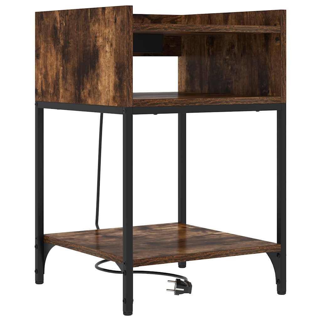 Table de chevet Chêne fumé 40 x 40 x 61 cm Bois d'ingénierie