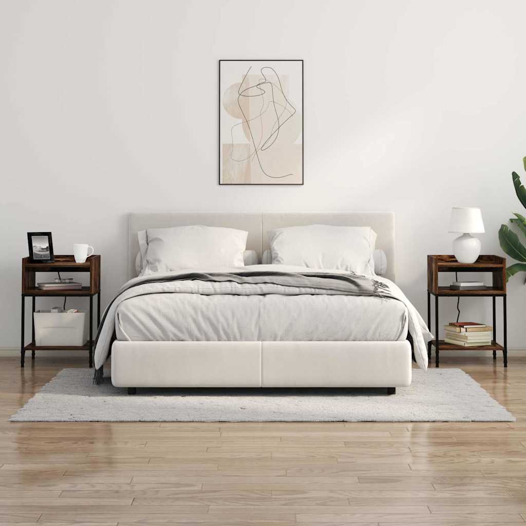 Table de chevet avec étagère 2 pcs Chêne fumé 40 x 40 x 61 cm