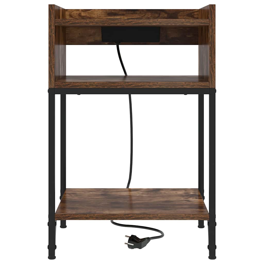 Table de chevet avec étagère 2 pcs Chêne fumé 40 x 40 x 61 cm