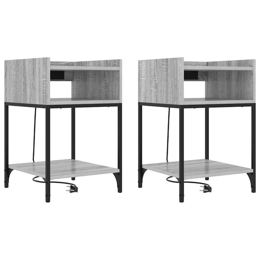 Table de chevet avec étagère 2 pcs Sonoma gris 40 x 40 x 61 cm