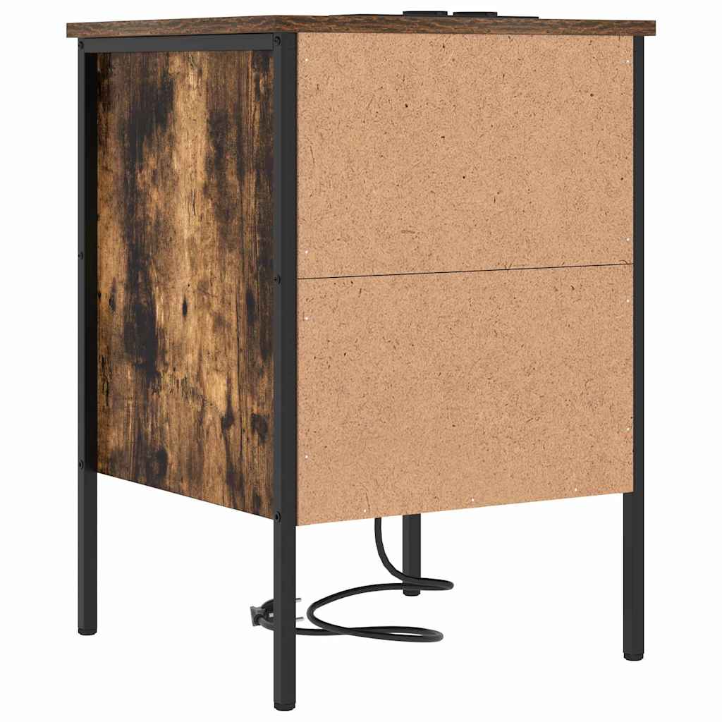 Cabinet de chevet avec tiroir 2 pcs Chêne fumé 42 x 41 x 61 cm